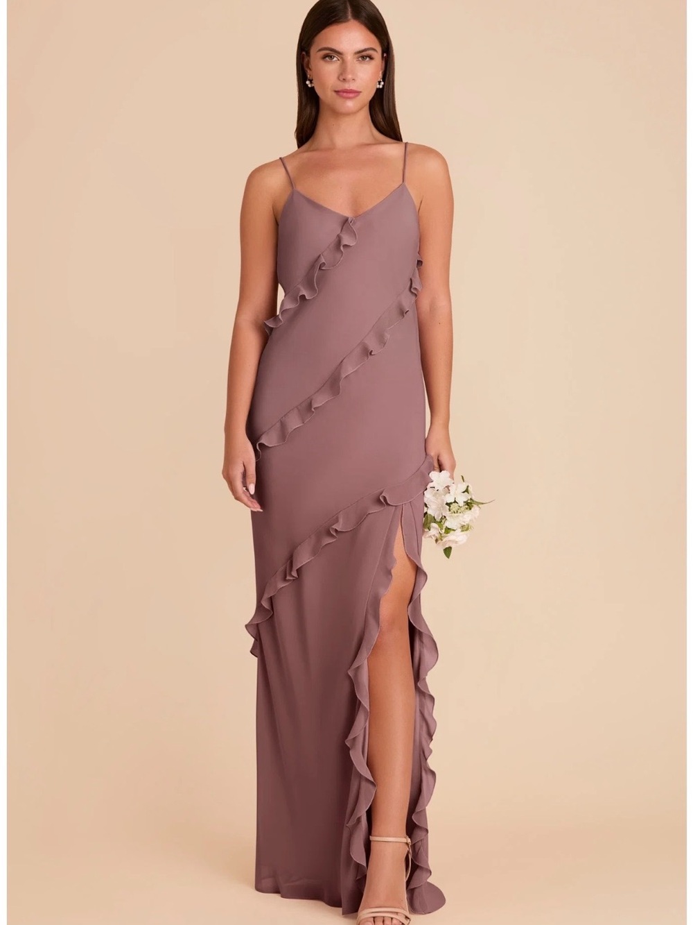 Birdy Grey Valentina Chiffon Dress in Dark Mauve